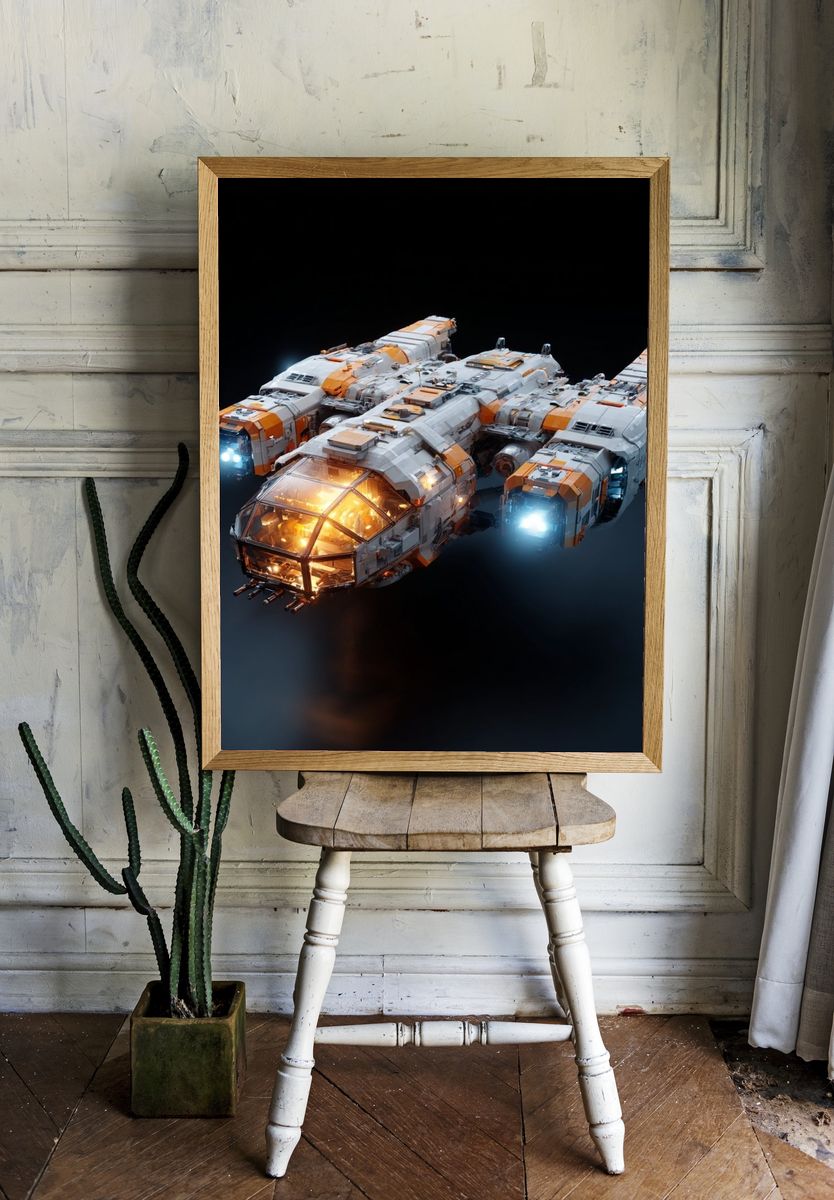 Futuristic Spacecraft Digital Art Poster room preview