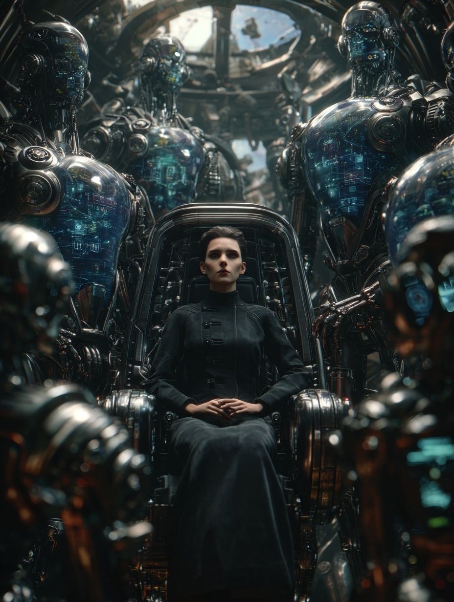 Cybernetic Throne Sci-Fi Poster.