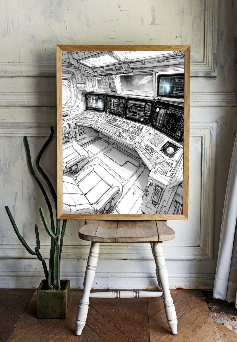Spaceship Control Room Illustration Poster room preview