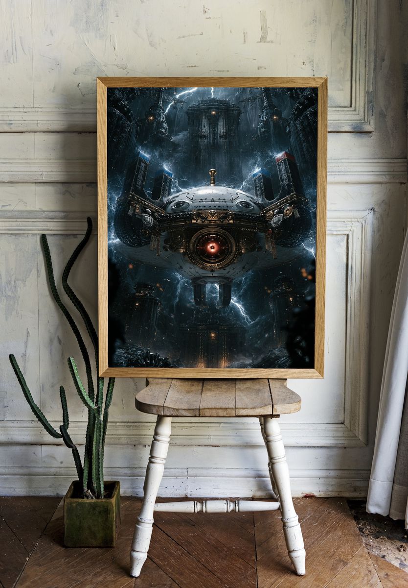 Stormbound Citadel Sci-Fi Poster. room preview