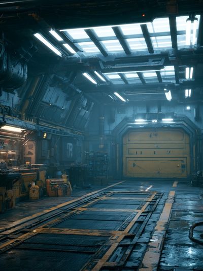 Sci-Fi Industrial Hangar Poster.