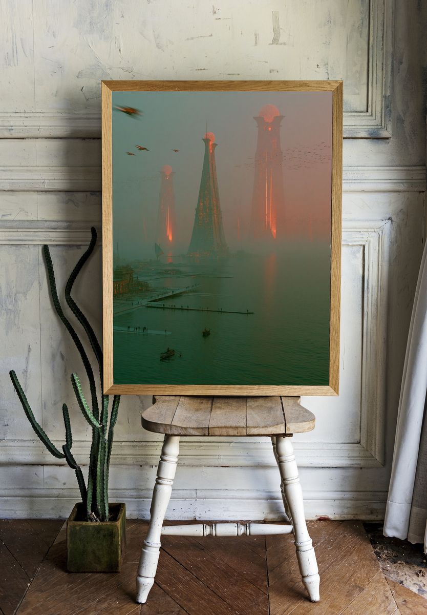 Futuristic Cityscape Photography Poster. room preview