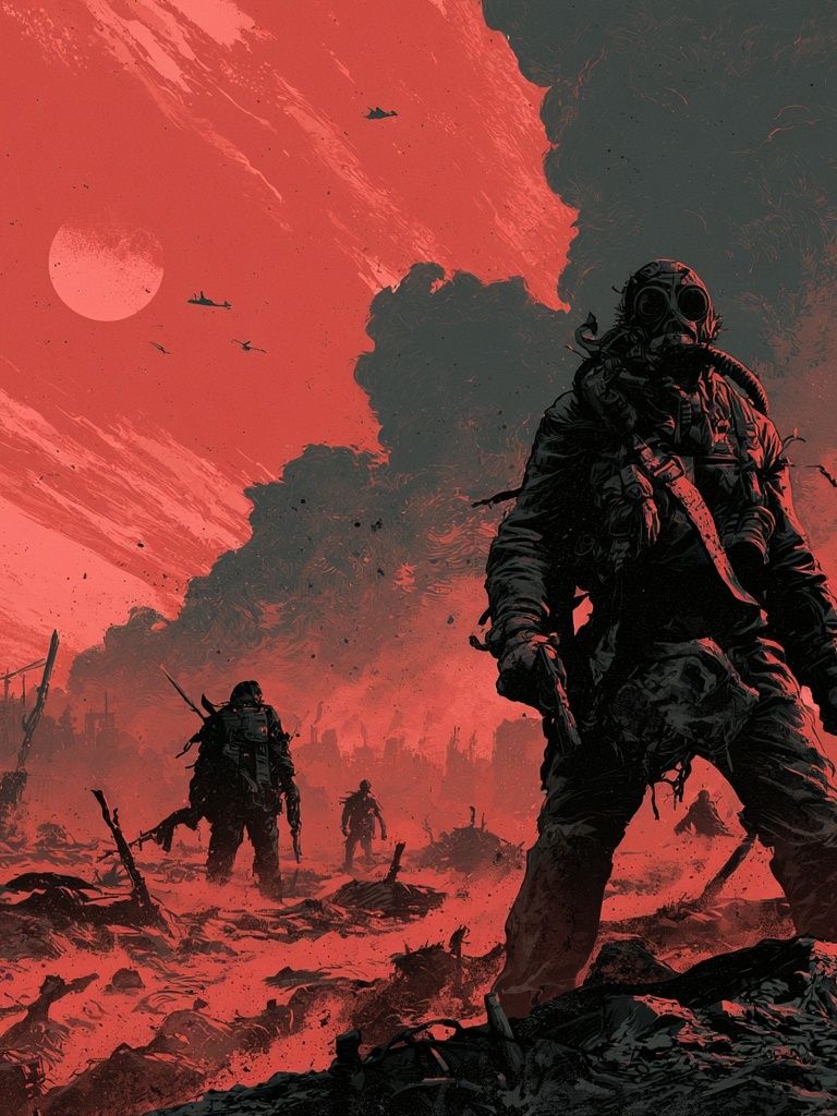 Red Wasteland Sci-Fi Poster. poster — illustration art
