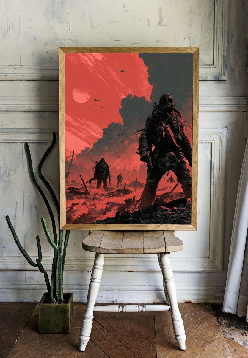 Red Wasteland Sci-Fi Poster. — room view 1