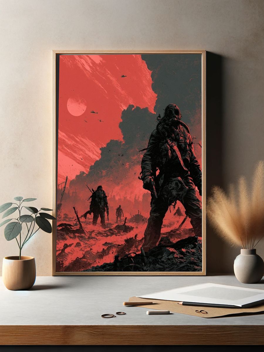 Red Wasteland Sci-Fi Poster. — room view 2