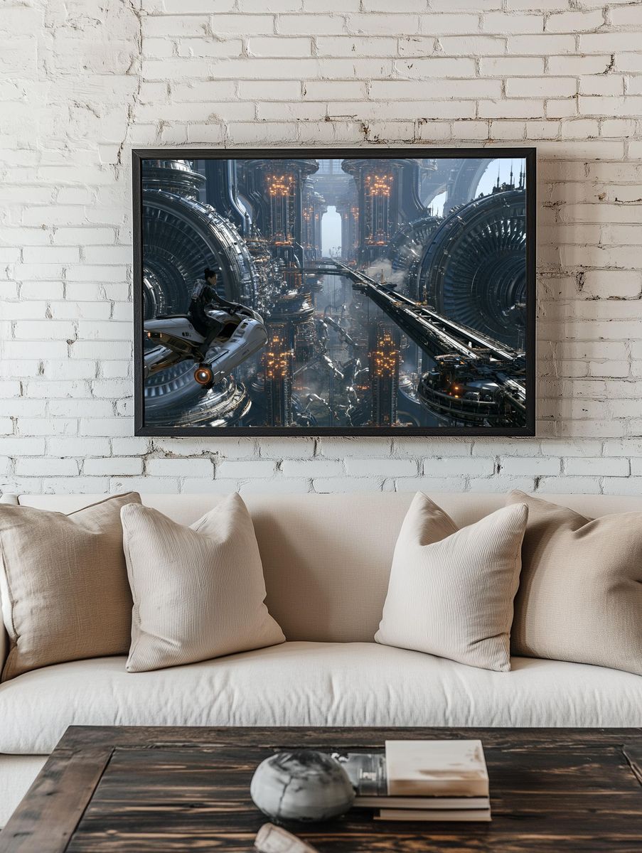 Futuristic Sci-Fi Cityscape Print. — room view 1