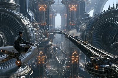 Futuristic Sci-Fi Cityscape Print. poster
