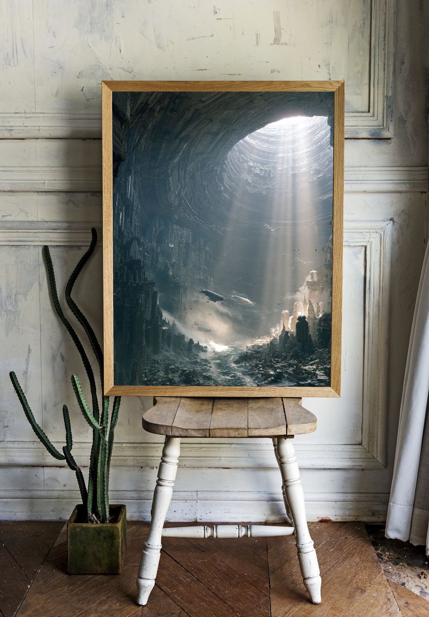 Sci-Fi Cavern City Print. — room view 1