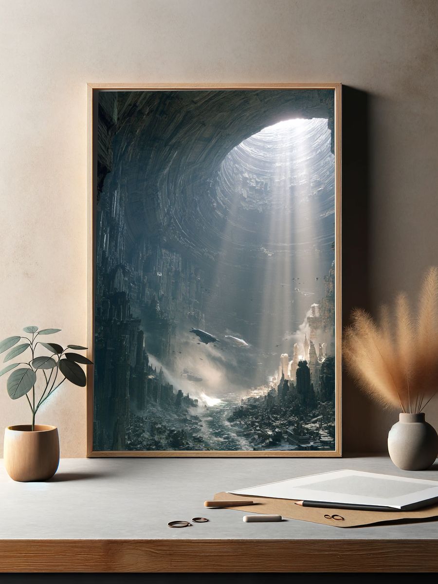 Sci-Fi Cavern City Print. — room view 2