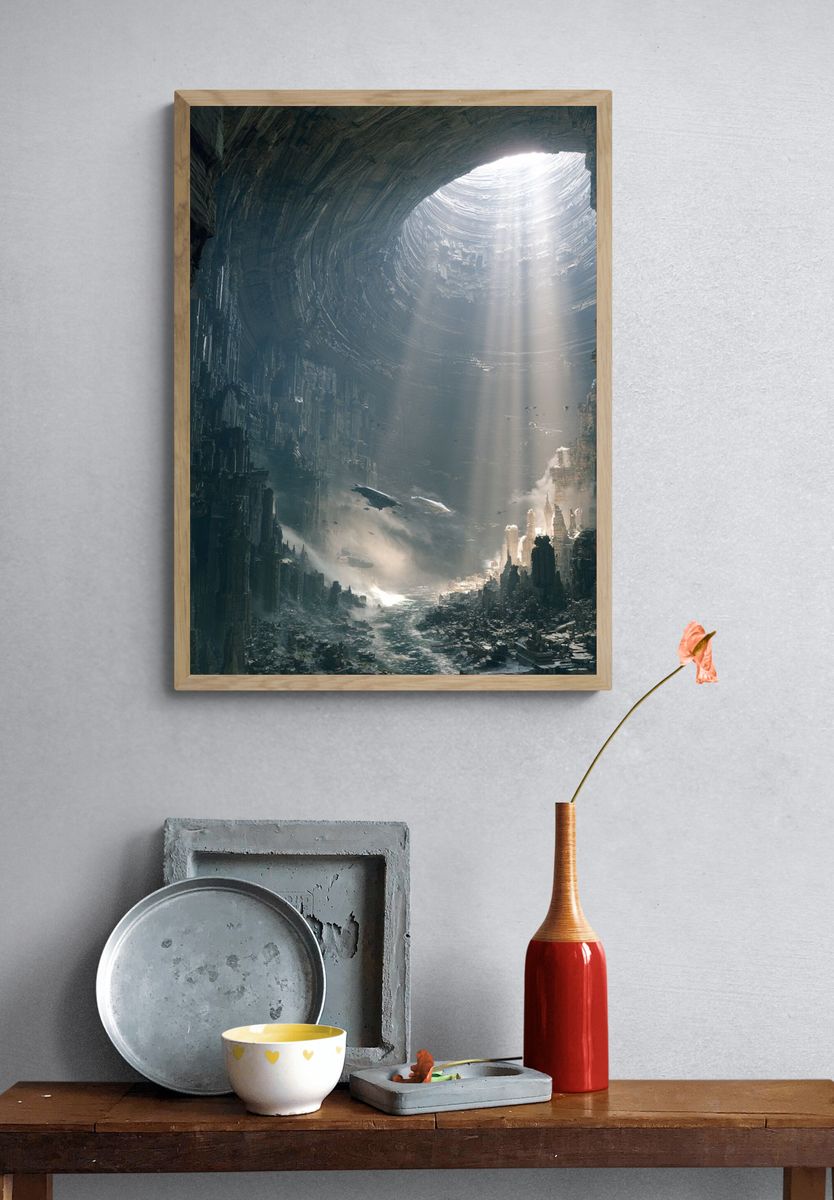 Sci-Fi Cavern City Print. — room view 3