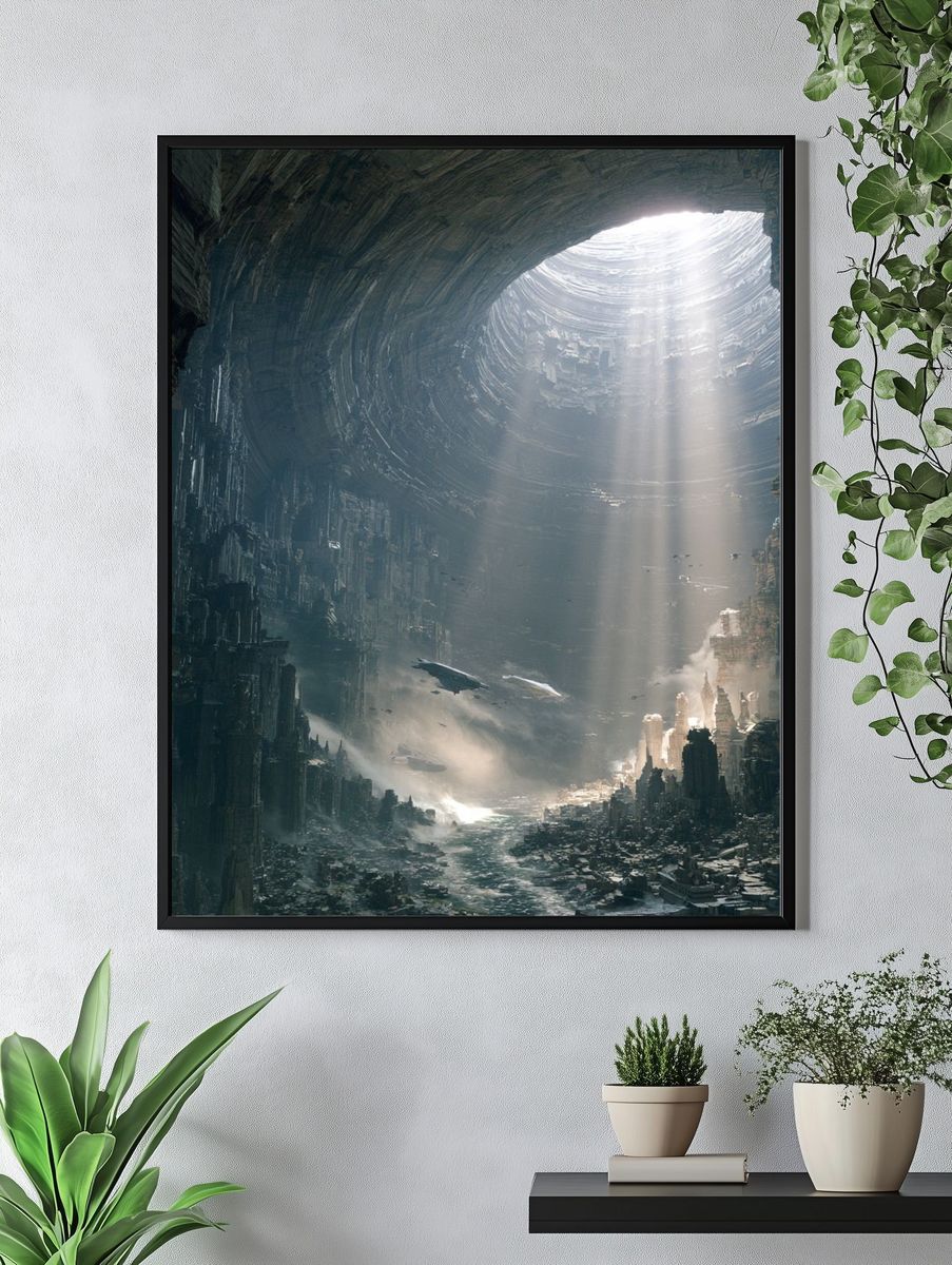 Sci-Fi Cavern City Print. — room view 4