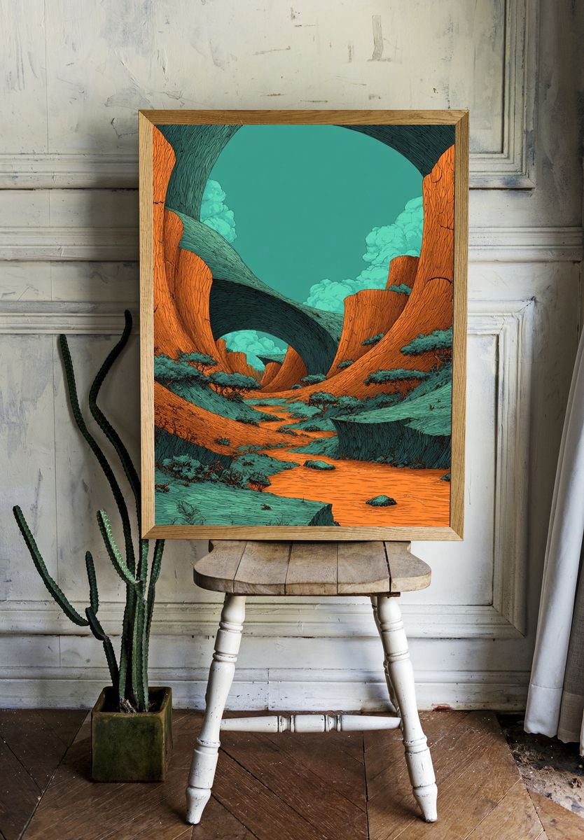 Surreal Canyon Landscape Poster. room preview