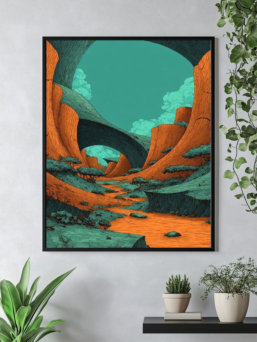 Surreal Canyon Landscape Poster. — room view 4