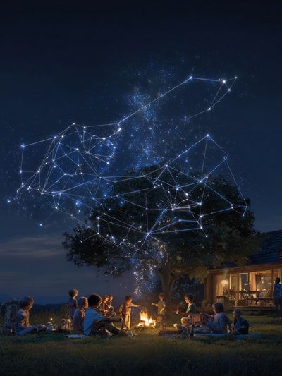 Stargazing Campfire Night — Photography Print. poster print