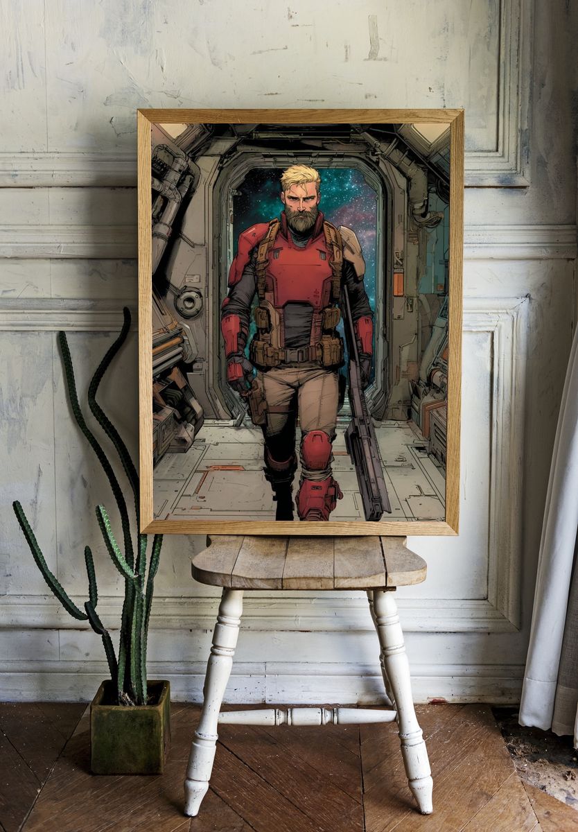 Space Warrior — Comic Art Print room preview