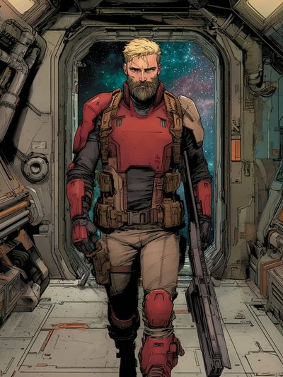 Space Warrior — Comic Art Print. poster print