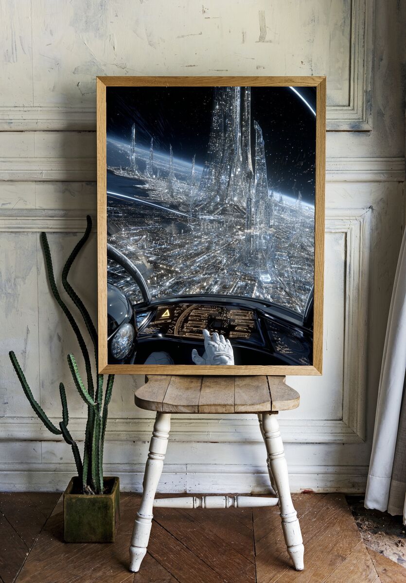 Futuristic Space City — Sci-Fi Print room preview