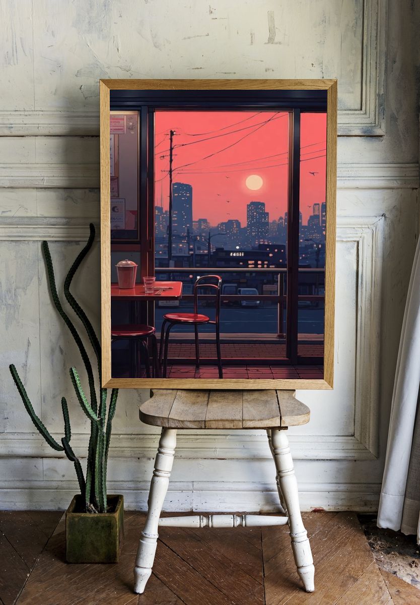 Sunset City — Illustration Print. room preview