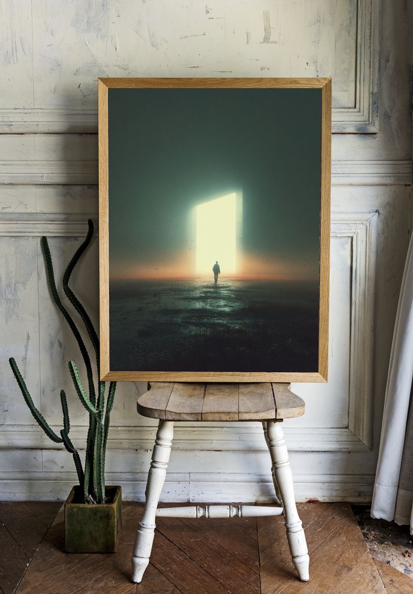 Surreal Doorway Dreamscape Print. room preview