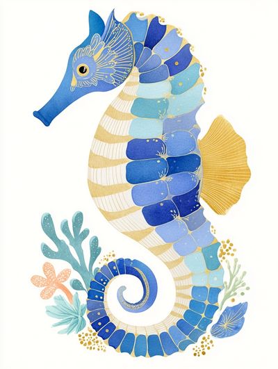 Colorful Seahorse Illustration Poster. poster
