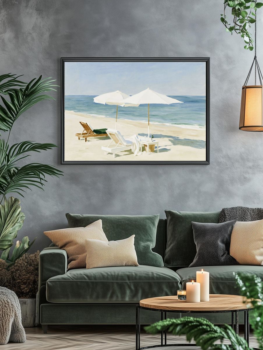 Seaside Umbrellas Fine-Art Print. — room view 4