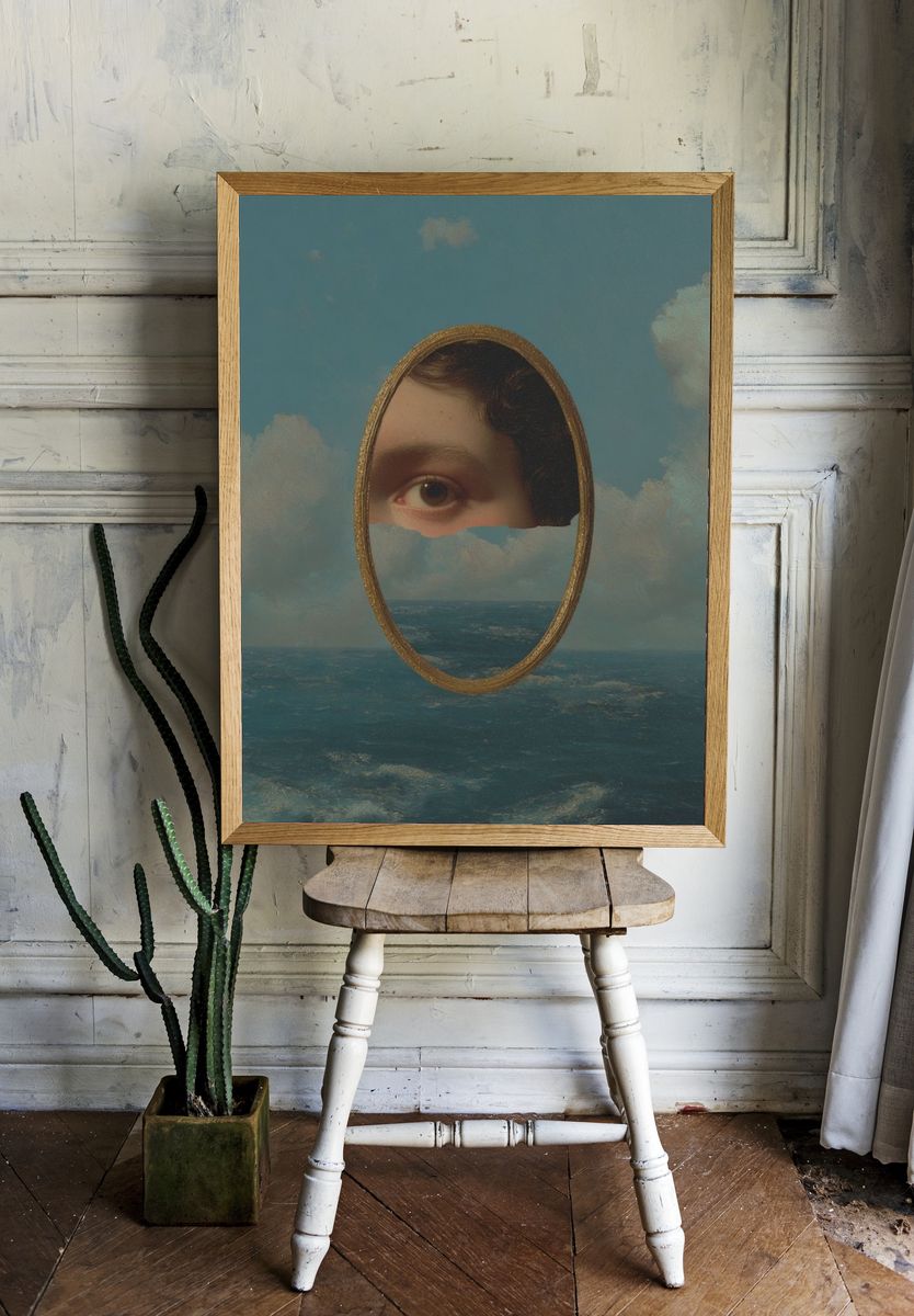 Surreal Eye in Ocean — Fine Art Print room preview