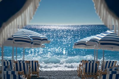 Seaside Umbrellas Photography Poster. poster