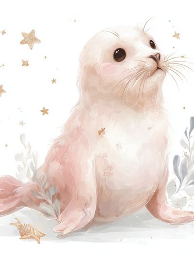 Cute Seal Illustration Poster. poster