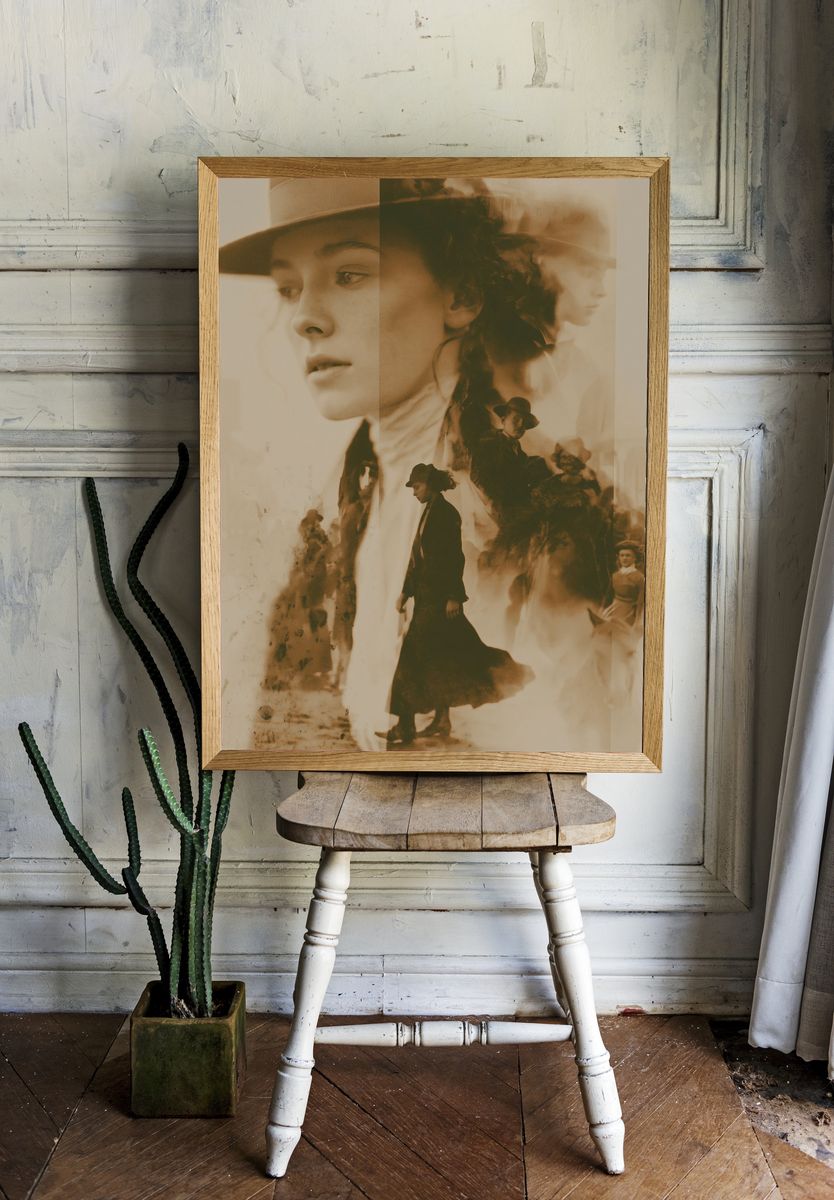 Sepia Double Exposure Portrait Print. — room view 1