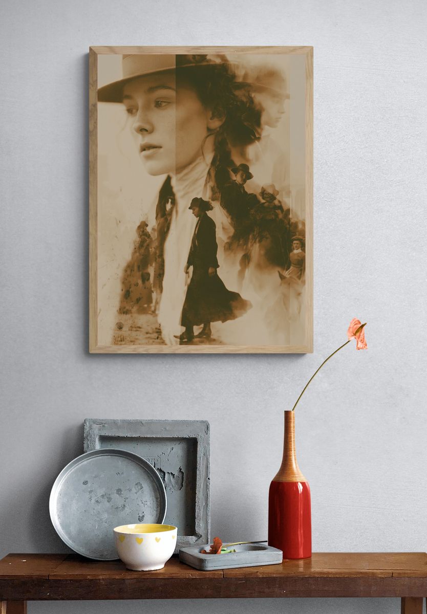 Sepia Double Exposure Portrait Print. — room view 3