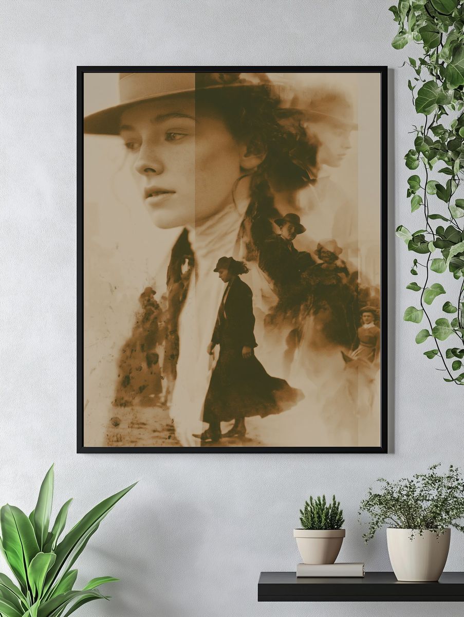 Sepia Double Exposure Portrait Print. — room view 4
