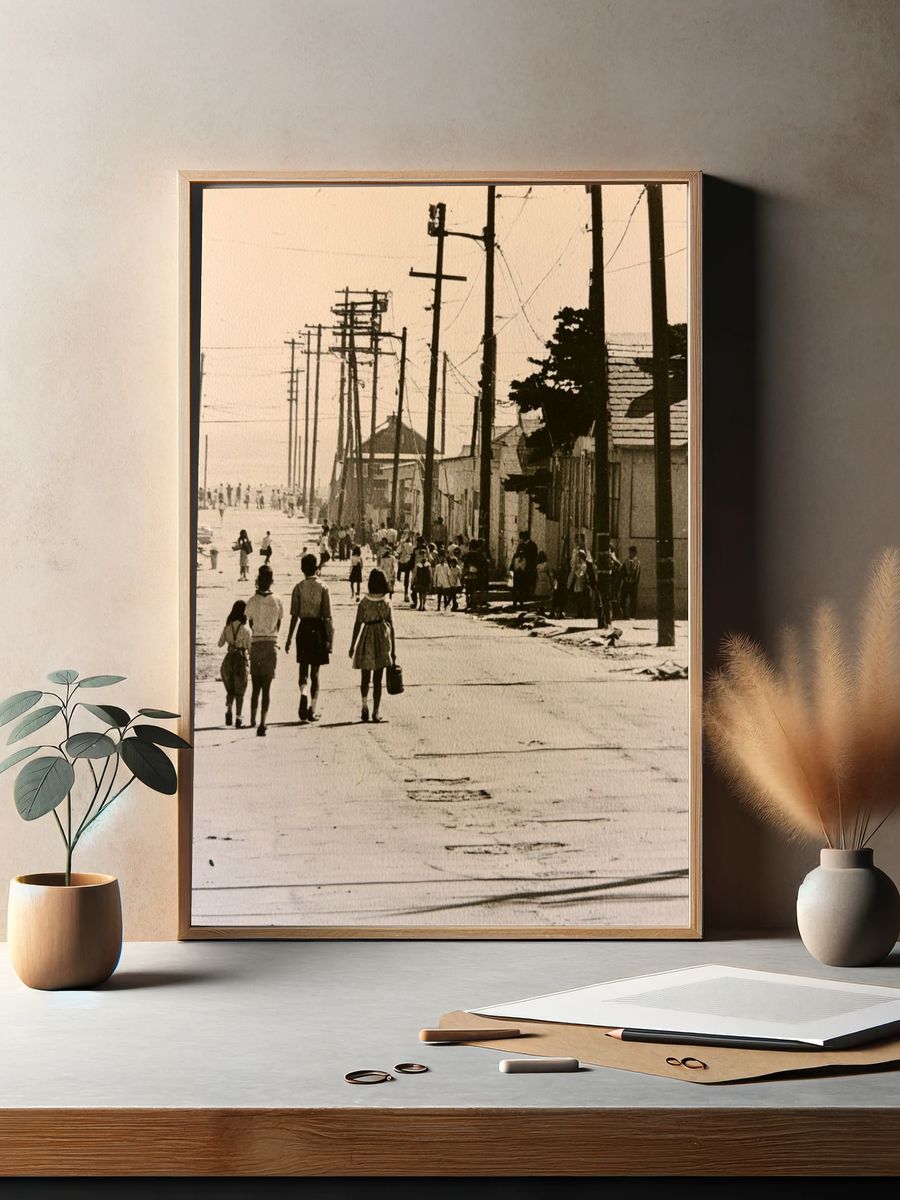 Sepia Street Scene Photography Poster. — room view 2