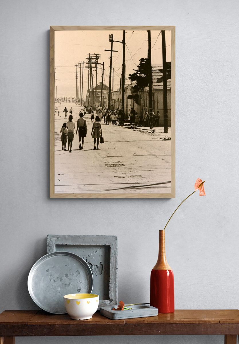 Sepia Street Scene Photography Poster. — room view 3