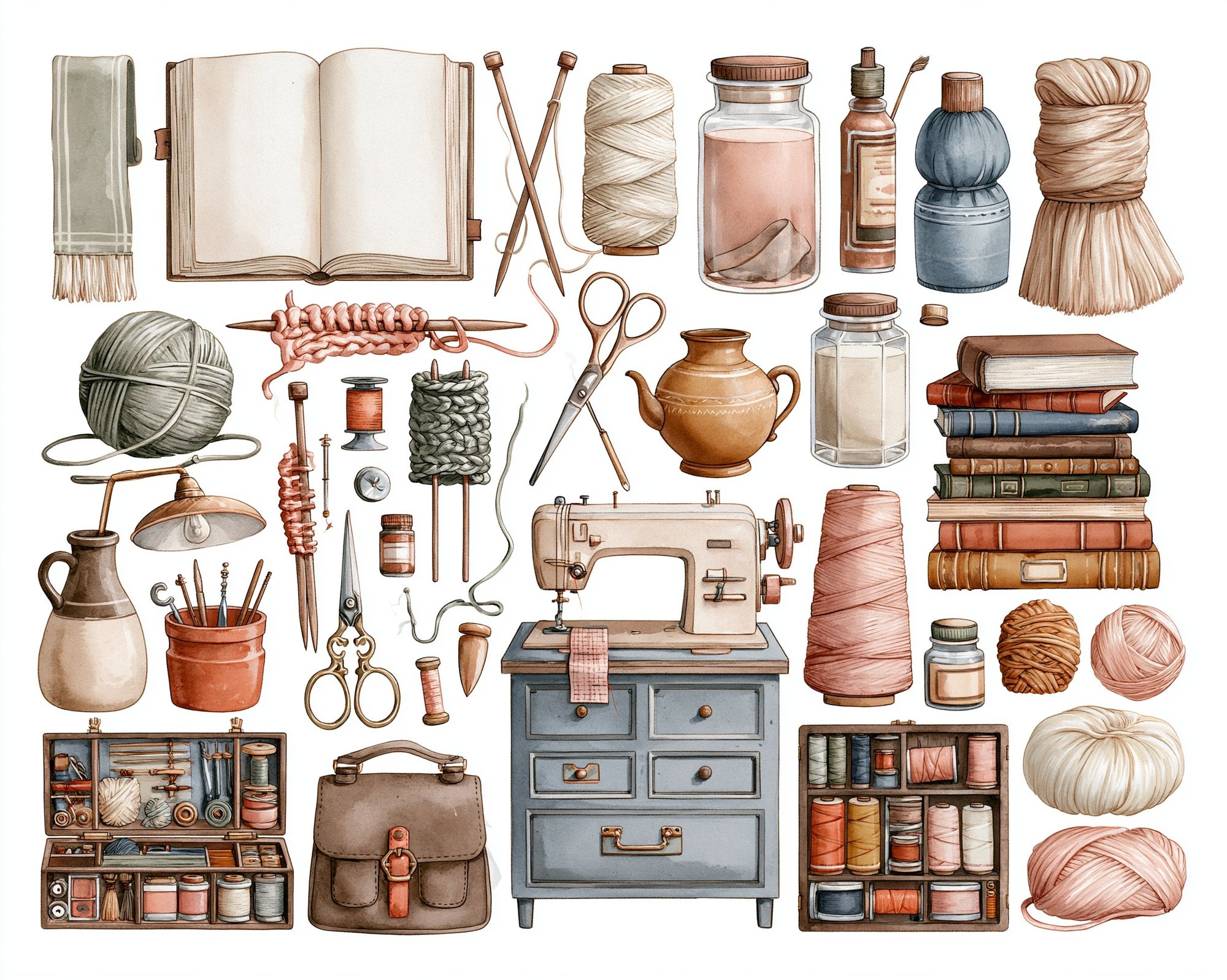 Sewing Supplies Watercolor Poster. poster — illustration art