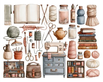 Sewing Supplies Watercolor Poster. poster