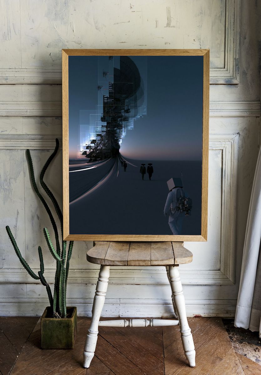 Surreal Futuristic Landscape Poster. — room view 1