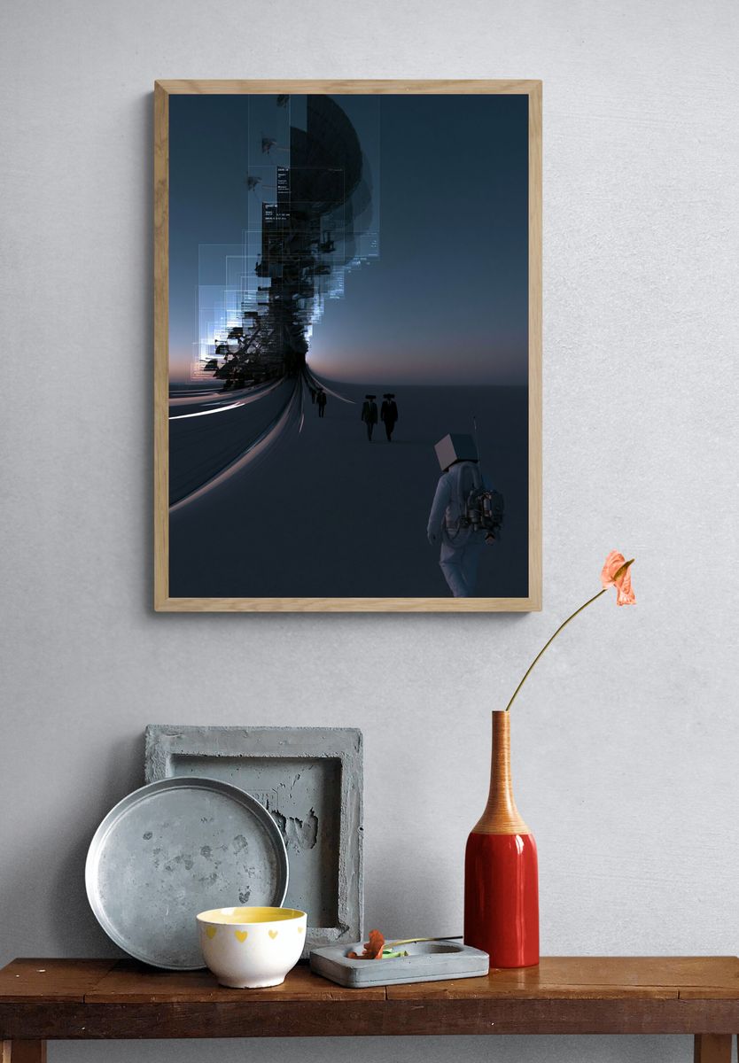 Surreal Futuristic Landscape Poster. — room view 3