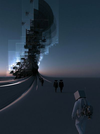 Surreal Futuristic Landscape Poster. poster