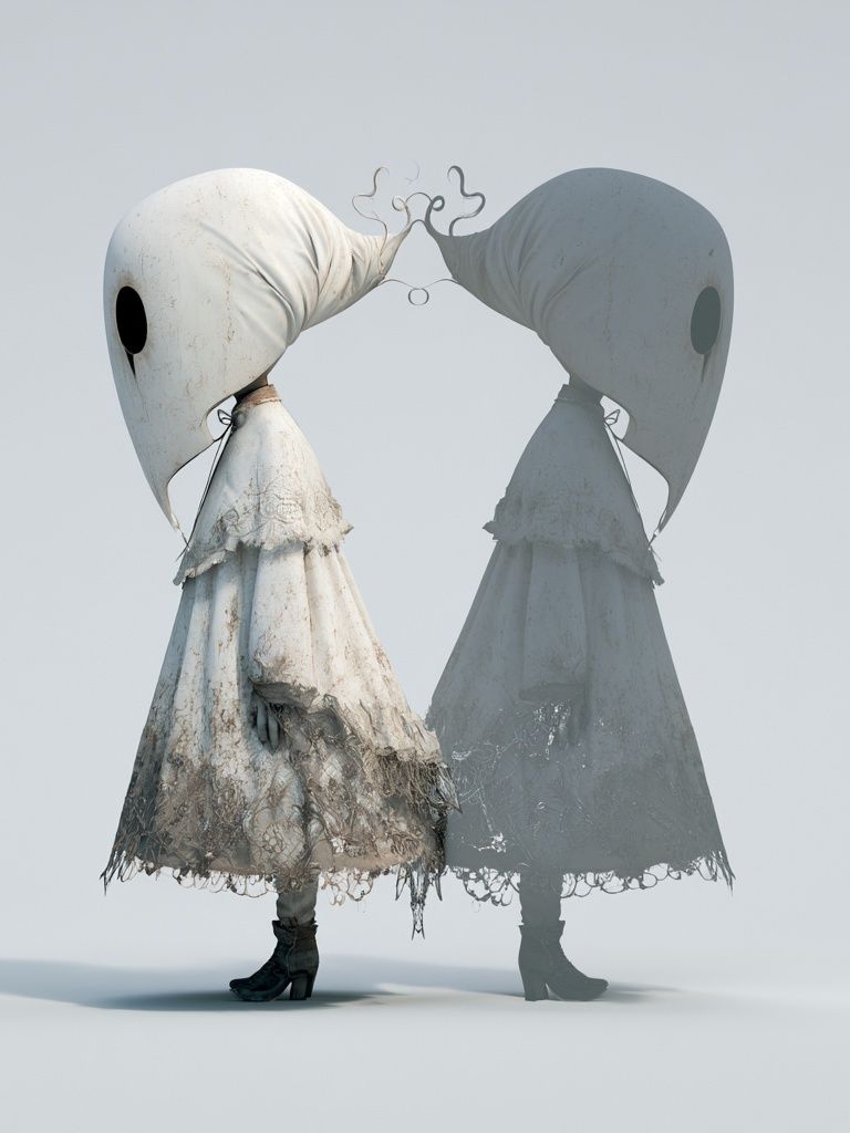 Surreal Twin Figures Illustration Poster. poster — fine-art art