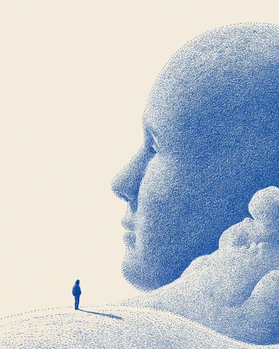 Surreal Giant Face Illustration Poster. poster — fine-art art