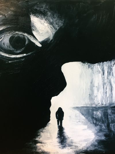 Surreal Cave Figure — Fine-Art Print. poster print