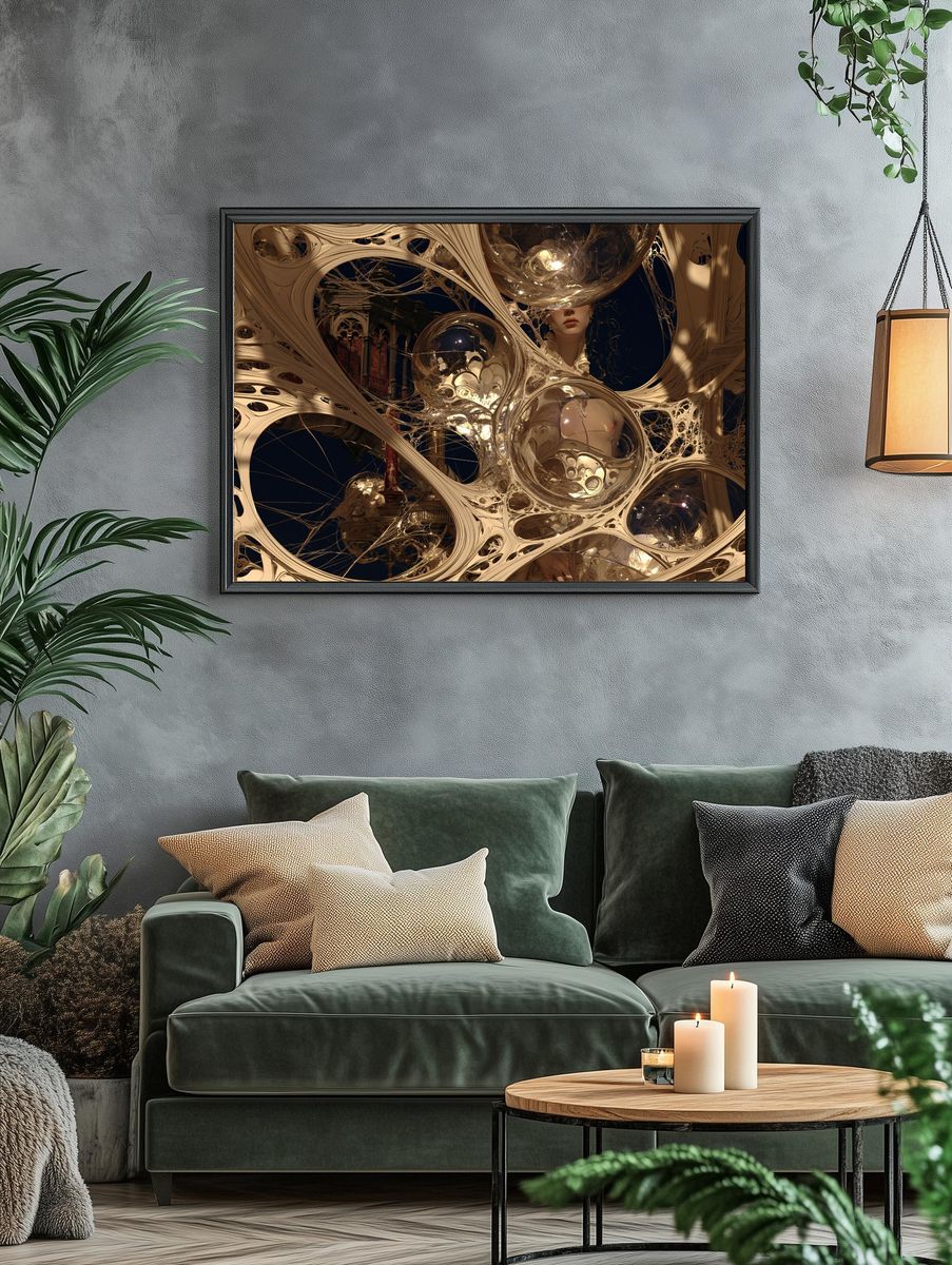 Surreal Gilded Figure Abstract Print. — room view 4