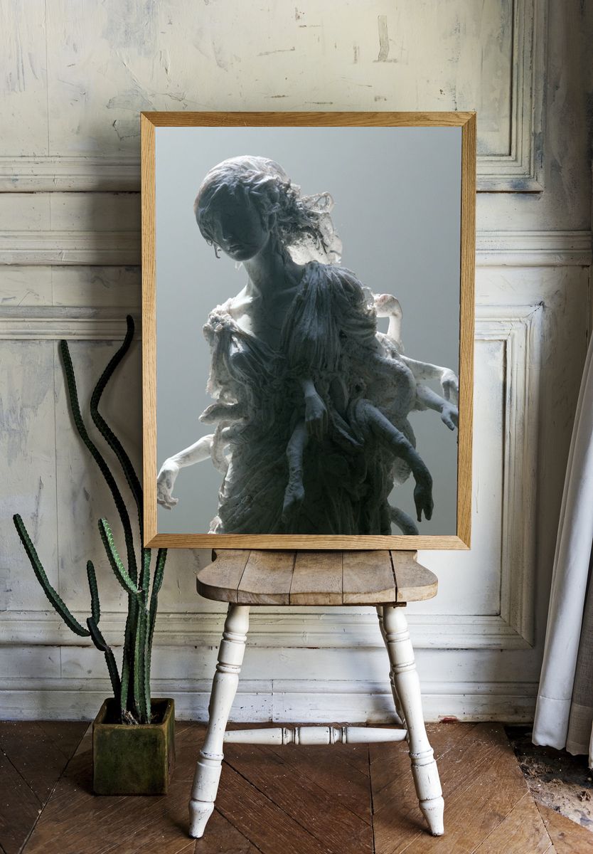 Surreal Marble Figure Print. room preview