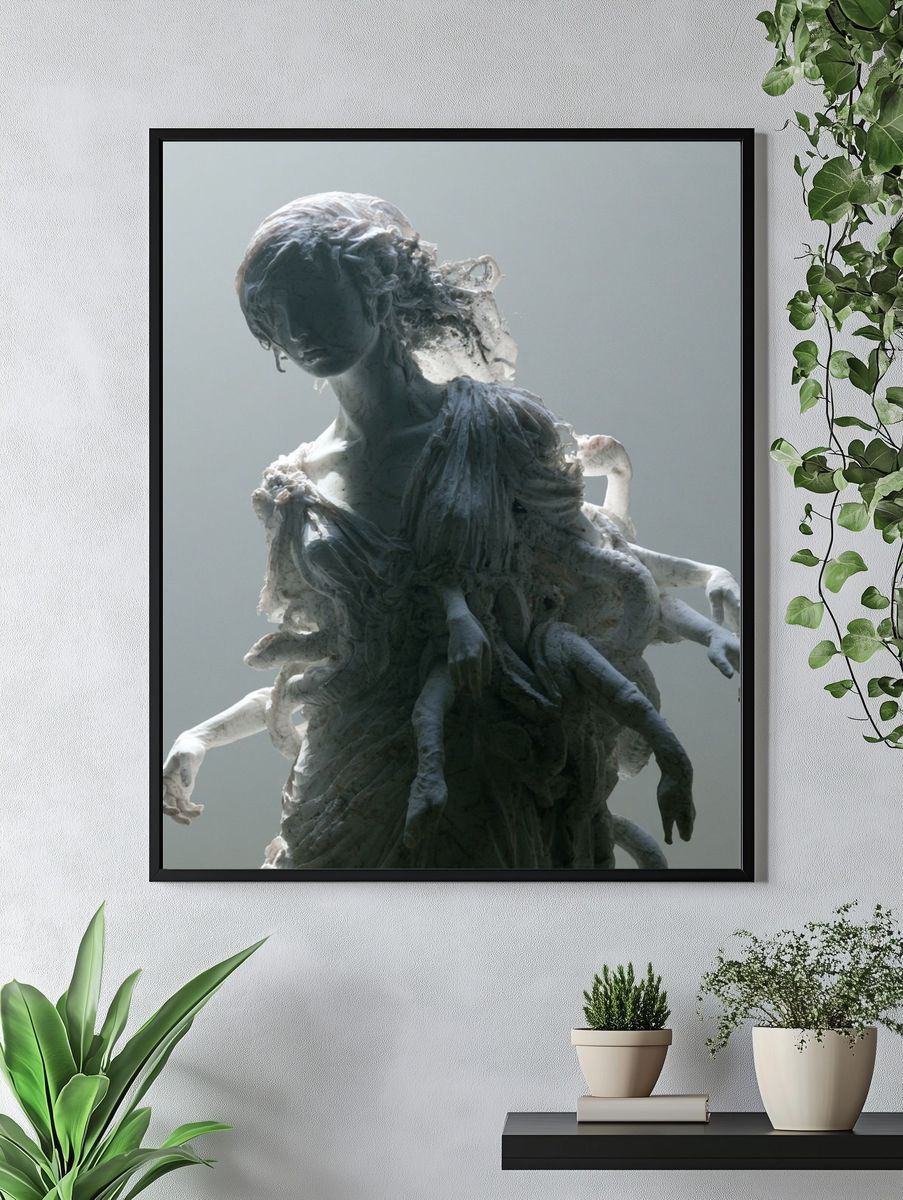 Surreal Marble Figure Print. — room view 4