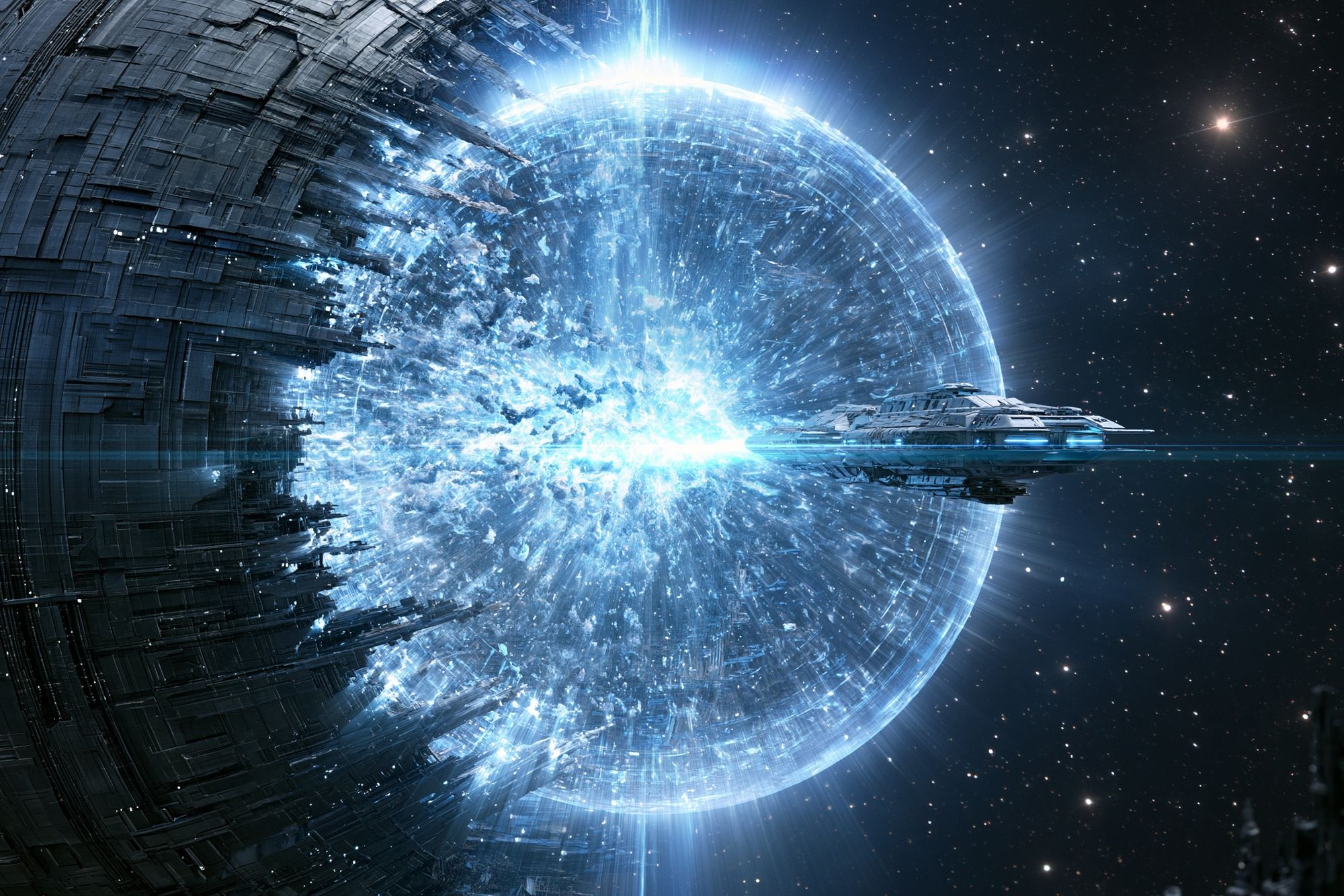 Sci-Fi Space Station Explosion Poster. poster detail