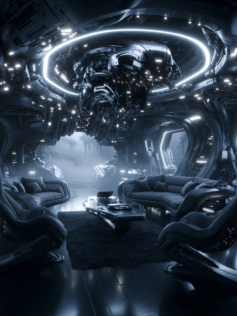 Futuristic Sci-Fi Lounge Poster. poster — illustration art