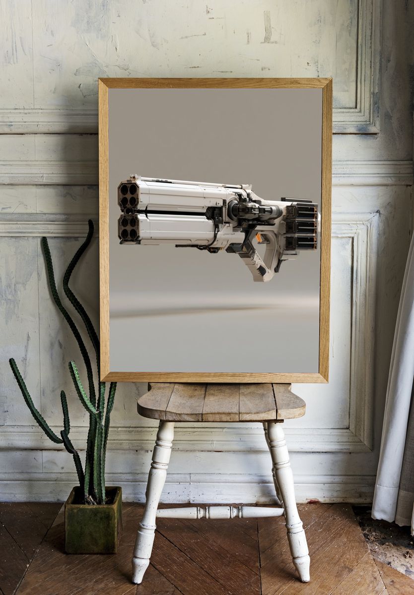 Futuristic Sci-Fi Blaster Poster. — room view 1