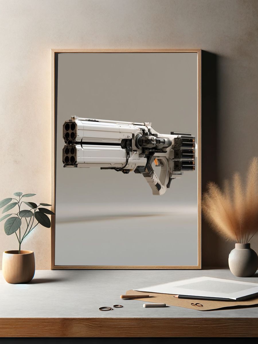 Futuristic Sci-Fi Blaster Poster. — room view 2