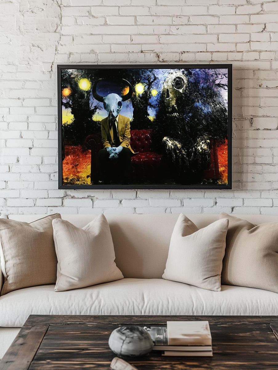 Surreal Horned Figure Fine-Art Poster. — room view 1