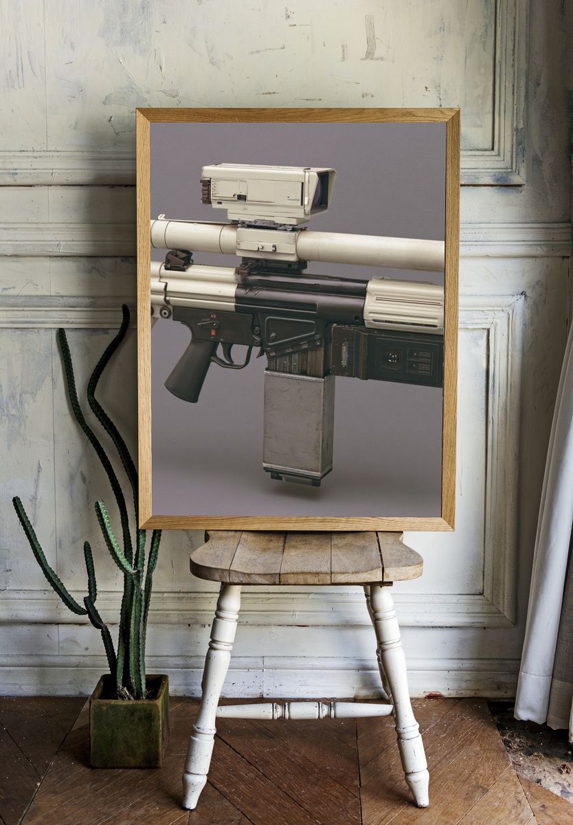 Sci-Fi Blaster Illustration Poster. — room view 1